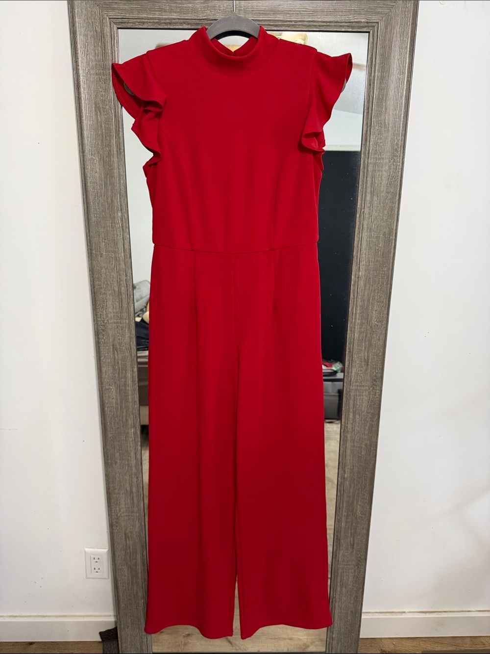 Blue Rain Red Ruffle Sleeve Jumpsuit